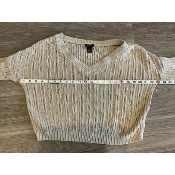 rue21 Womens Beige Ribbed V-Neck Long Sleeve Pullover Sweater Size XS - Picture 10 of 13
